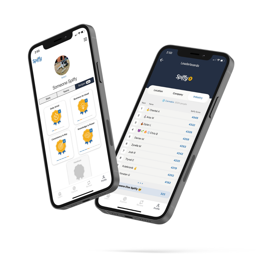 smartphones with company content displayed